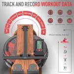 Water Rowing Machine for Home, JOROTO Wooden Foldable Rower Machine with Bluetooth APP Monitor Phone Holder, Large Water Tank & Comfortable Seat for Immersive Water Rower, 400LBS Weight Capacity