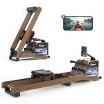 MERACH Water Rowing Machines for Home, Wood Rower Machine with 12 Enhanced Resistance Blades, Upgraded Handle, Adjustable Footpad, Dedicated Monitor & Bluetooth App