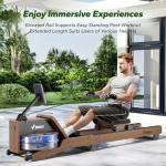 MERACH Water Rowing Machines for Home, Wood Rower Machine with 12 Enhanced Resistance Blades, Upgraded Handle, Adjustable Footpad, Dedicated Monitor & Bluetooth App