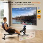 Magnetic Rowing Machine with 32-Level Electromagnetic Resistance, Dual Rail Design, Smart LED Feedback & App Integration, Foldable Quiet Rowing Rower for Home Gym