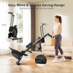Magnetic Rowing Machine with 32-Level Electromagnetic Resistance, Dual Rail Design, Smart LED Feedback & App Integration, Foldable Quiet Rowing Rower for Home Gym