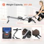 Rowing Machines for Home Foldable,Indoor Fitness Hydraulic Rowing Machine,300LBS Weight Capacity with 12 Levels of Adjustable Resistance,LCD Display for Real-time Recording,Dual Tracks for Quieter