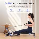 TOUSAINS 3 in 1 Adjustable AB Machine for Stomach Workout with 3 Heights, Foldable Rowing Machine for Home Gym with Comfortable seat & LCD Display Monitor, 265lbs Weight Capacity