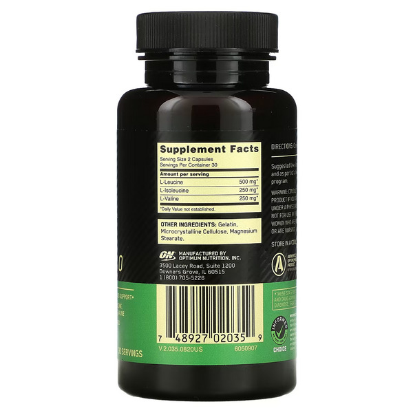 Optimum Nutrition BCAA 1000 Cap Supplement, Mega Size