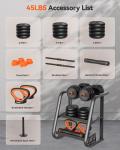 Adjustable 45lbs Dumbbell and Barbell Set 4-in-1