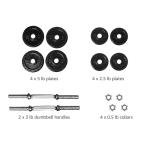 Adjustable Dumbbell Set, 38 lbs, Black