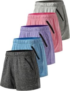 5 Pack Women's Athletic Workout Shorts Set