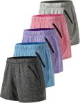 5 Pack Women's Athletic Workout Shorts Set