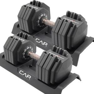 Adjustable 55 lb Dumbbell Pair with Copper Handle