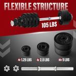 Adjustable Dumbbell Set with Weight Plates, 105lbs