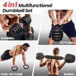 55lbs Adjustable Dumbbell Set - 4 in 1 Fitness