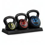 3-Piece Kettlebell Set with Storage Rack