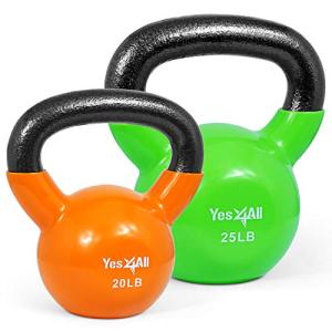 Yes4All Vinyl Coated Kettlebell Set - 20 & 25 lbs