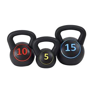 BalanceFrom Vinyl Kettlebell Weights Set - 5 to 15 lbs