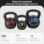 BalanceFrom Vinyl Kettlebell Weights Set - 5 to 15 lbs