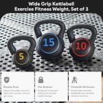 BalanceFrom Vinyl Kettlebell Weights Set - 5 to 15 lbs