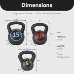 BalanceFrom Vinyl Kettlebell Weights Set - 5 to 15 lbs