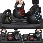 Saicool 3-Piece Kettlebell Set with Storage Rack