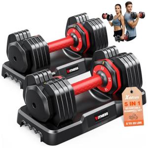 Adjustable Dumbbells Set 5LB to 25LB for Home Gym