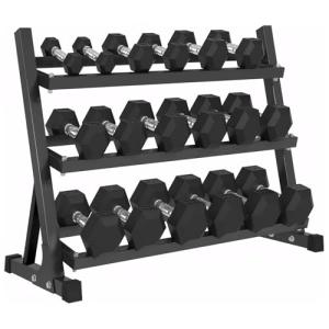 5-50 lbs Hex Dumbbell Weight Set With Rack for Home Outdoor Gyms 6-10 Pair Rubber Exercise & Fitness Nonslip Handle Dumbbells and Storage Rack Hold 350/450/550 Pounds
