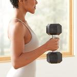 Amazon Basics Rubber Hex Dumbbell Hand Weight, 15 Pounds, Single
