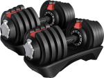 Yaheetech Adjustable Dumbbell Set 40lbs Pair of Adjustable Dumbbells Fast Adjust Dumbbell Weight Set of 2 with Anti-Slip Handle and Tray for Men/Women Home Gym Full Body Strength Training Equipment