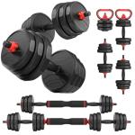 UKEEP Adjustable Dumbbell Set, 55/70/90lbs Free Weight Set with Connector, 3 in1 Dumbbells Set Used as Dumbbell/Barbell/Kettlebell, Fitness Exercises for Home Gym Suitable Men/Women