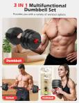 UKEEP Adjustable Dumbbell Set, 55/70/90lbs Free Weight Set with Connector, 3 in1 Dumbbells Set Used as Dumbbell/Barbell/Kettlebell, Fitness Exercises for Home Gym Suitable Men/Women