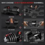 Yaheetech Adjustable Dumbbell Set 40lbs Pair of Adjustable Dumbbells Fast Adjust Dumbbell Weight Set of 2 with Anti-Slip Handle and Tray for Men/Women Home Gym Full Body Strength Training Equipment