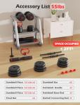 UKEEP Adjustable Dumbbell Set, 55/70/90lbs Free Weight Set with Connector, 3 in1 Dumbbells Set Used as Dumbbell/Barbell/Kettlebell, Fitness Exercises for Home Gym Suitable Men/Women