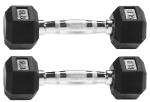 Fitvids Rubber Encased Exercise & Fitness Hex Dumbbell, Hand Weights with Anti-Slip Metal Handle for Home Gym, Multiple Sizes
