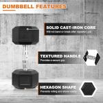 Fitvids Dumbbell Set with Rack, Rubber Coated Hex Dumbbell Weights in 150lbs, 5, 10, 15, 20, 25lbs Pair, Black