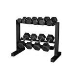 CAP Barbell 150 lb Coated Chrome Handle Hex Dumbbell Weight Set with Two Tier Rack