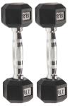 Fitvids Rubber Encased Exercise & Fitness Hex Dumbbell, Hand Weights with Anti-Slip Metal Handle for Home Gym, Multiple Sizes
