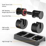 SKOK Adjustable Dumbbells Set, 55LB Adjustable Dumbbell Weight Set for Men and Women with Anti-Slip Fast Adjust Weight by Turning Handle,Black Dumbbell with Tray Suitable for Full Body Workout Fitness
