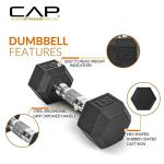 CAP Barbell 150 lb Coated Chrome Handle Hex Dumbbell Weight Set with Two Tier Rack