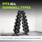 HANDBODE 225 lb Dumbbell Set Rubber Encased Hex Dumbbell Free Weights Dumbbells Home Weight Set with 6-Tier A-Frame Dumbbells Rack