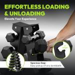 HANDBODE 225 lb Dumbbell Set Rubber Encased Hex Dumbbell Free Weights Dumbbells Home Weight Set with 6-Tier A-Frame Dumbbells Rack