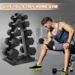 Fitvids Dumbbell Set with Rack, Rubber Coated Hex Dumbbell Weights in 150lbs, 5, 10, 15, 20, 25lbs Pair, Black