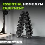 HANDBODE 225 lb Dumbbell Set Rubber Encased Hex Dumbbell Free Weights Dumbbells Home Weight Set with 6-Tier A-Frame Dumbbells Rack