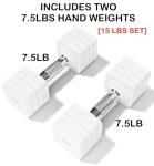 15LBS Adjustable Dumbbells Sets, 4 in 1 Free Weight Dumbbell Sets for Women Men Hand Weight Set Adjust Dumbbells Weights Set for Home Gym Exercise Workout Strength Training Equipments, White