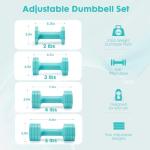 EQUIPRO Adjustable Dumbbell Set, 4 in 1 Weights for Women at Home, Hand Weights Dumbbells for Women, Each 2lb 3lb 4lb 5lb Fast Adjust Weight with Soft TPU Handle for Home Gym Exercise Training