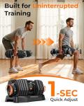 FEIERDUN Adjustable Dumbbell Set,5-52.5lb Free Weight Dumbbells, 15 in 1, Quick Adjust Weight Set with Non-slip Handles and Tray, Dumbbells for Home Gym Exercise Strength Training, Unisex（Pair）