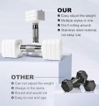 15LBS Adjustable Dumbbells Sets, 4 in 1 Free Weight Dumbbell Sets for Women Men Hand Weight Set Adjust Dumbbells Weights Set for Home Gym Exercise Workout Strength Training Equipments, White