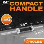 Metal Threaded Dumbbell Handles Rubber Grip - 24 x 1 inch