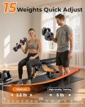 FEIERDUN Adjustable Dumbbell Set,5-52.5lb Free Weight Dumbbells, 15 in 1, Quick Adjust Weight Set with Non-slip Handles and Tray, Dumbbells for Home Gym Exercise Strength Training, Unisex（Pair）