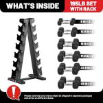 PAPABABE Dumbbell Set Rubber Encased Hex Dumbbell Free Weights Dumbbells Set Home Weight Set- 195 lb Set (Pair of 5, 12.5, 15, 17.5, 22.5, 25 lb with Rack)