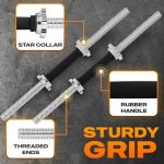 Metal Threaded Dumbbell Handles Rubber Grip - 24 x 1 inch
