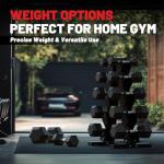 PAPABABE Dumbbell Set Rubber Encased Hex Dumbbell Free Weights Dumbbells Set Home Weight Set- 195 lb Set (Pair of 5, 12.5, 15, 17.5, 22.5, 25 lb with Rack)