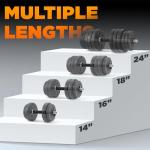 Metal Threaded Dumbbell Handles Rubber Grip - 24 x 1 inch